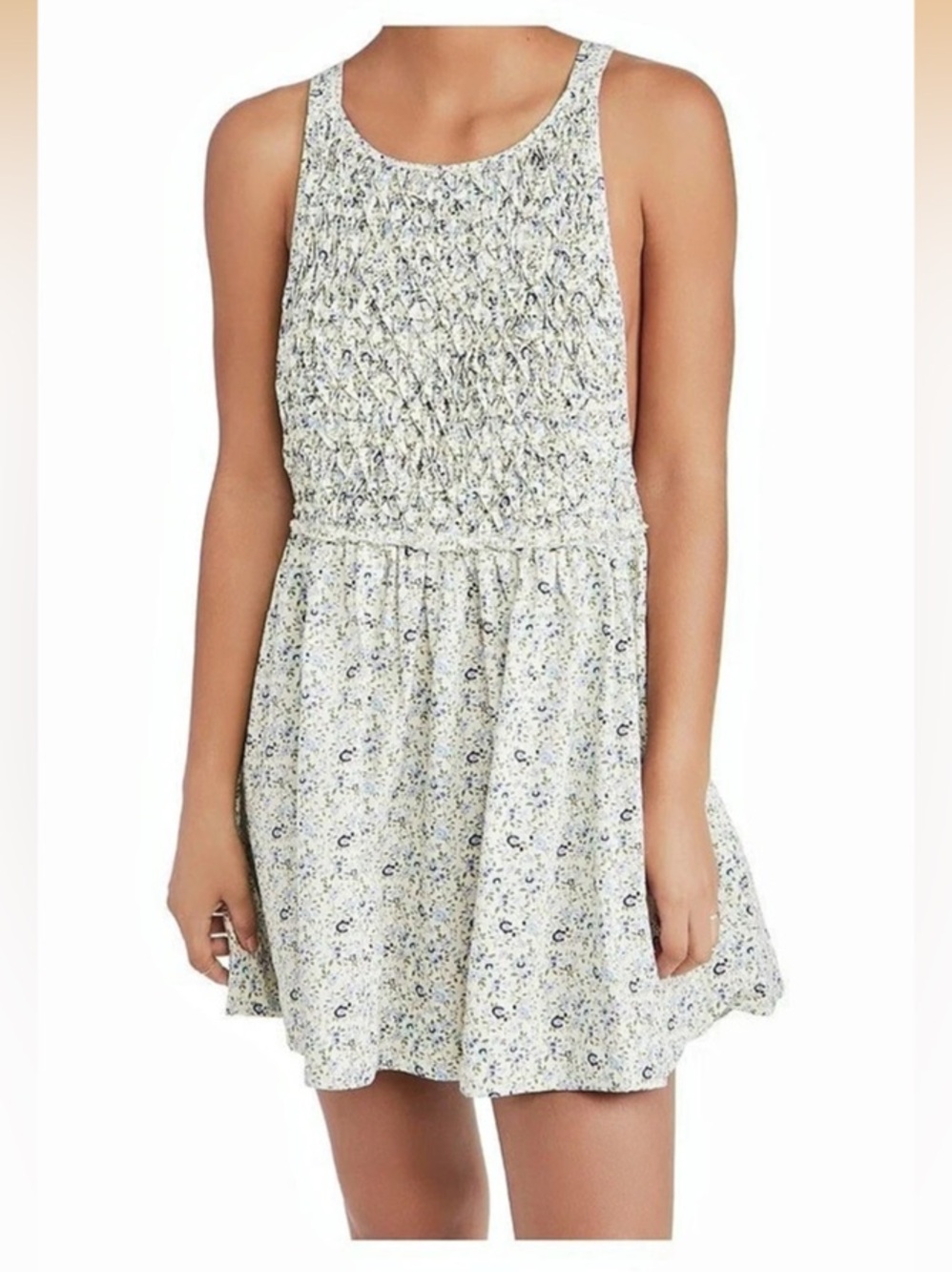 Free People Petunia Mini Dress Floral in Cream & Blue